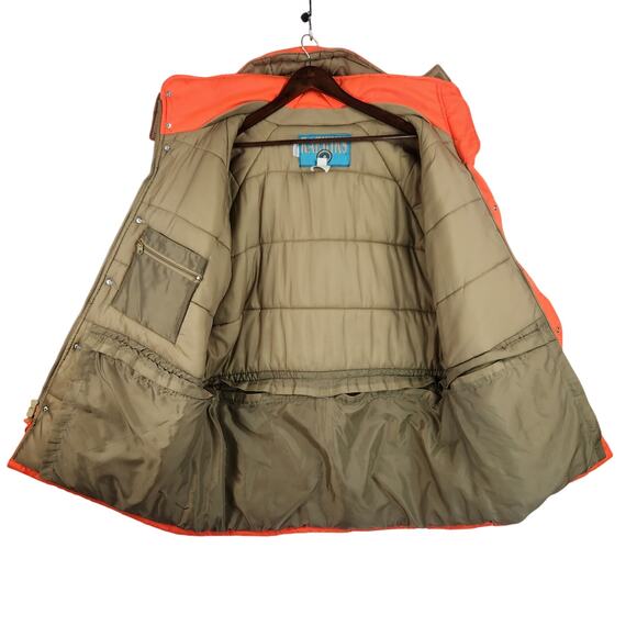 Raewiks Mens Chore Coat SZ LG Orange Hooded Insulated Water Proof Vintage - Picture 2 of 16